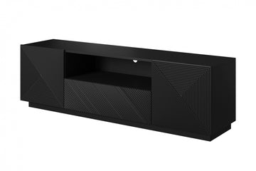 Asha TV-meubel met lade en uitsparing - Modern mat zwart | 167x50x40 cm