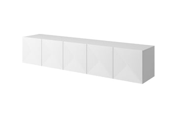 Asha TV-meubel 200 cm Hangend met Gegroefd Front - Mat Wit | Kleur: Wit Mat | Maat: 200x40x40 cm