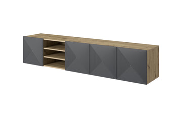 Asha Hangend TV-meubel 200 cm - Modern, stijlvol, greeploos | Kleur: Artisanaal eiken /