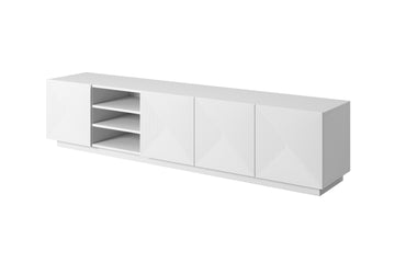 Asha TV-meubel met gegroefd front en nis – 200 cm | Kleur: Mat wit | Maat: 200x46x40 cm