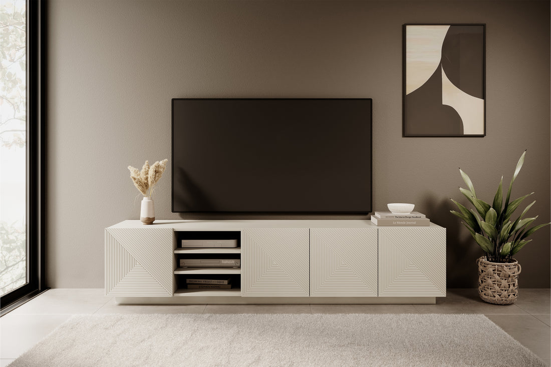 Asha TV-meubel 200 cm met Gegroefd Front - Modern Design | Kleur: Kasjmier | Maat: 200x46x40 cm