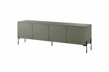 Sonatia TV-meubel 4 deuren met metalen poten - 200 cm | Kleur: Olijf | Maat: 204x65x45 cm