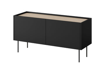 Desin TV-meubel 120 cm met Verborgen Lade en Metalen Poten | Mat Zwart / Nagano Eik | 120x60x40 cm