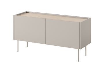 Desin TV-meubel 120 cm met Verborgen Lade en Metalen Poten | Kleur: Cashmere / Nagano Eik