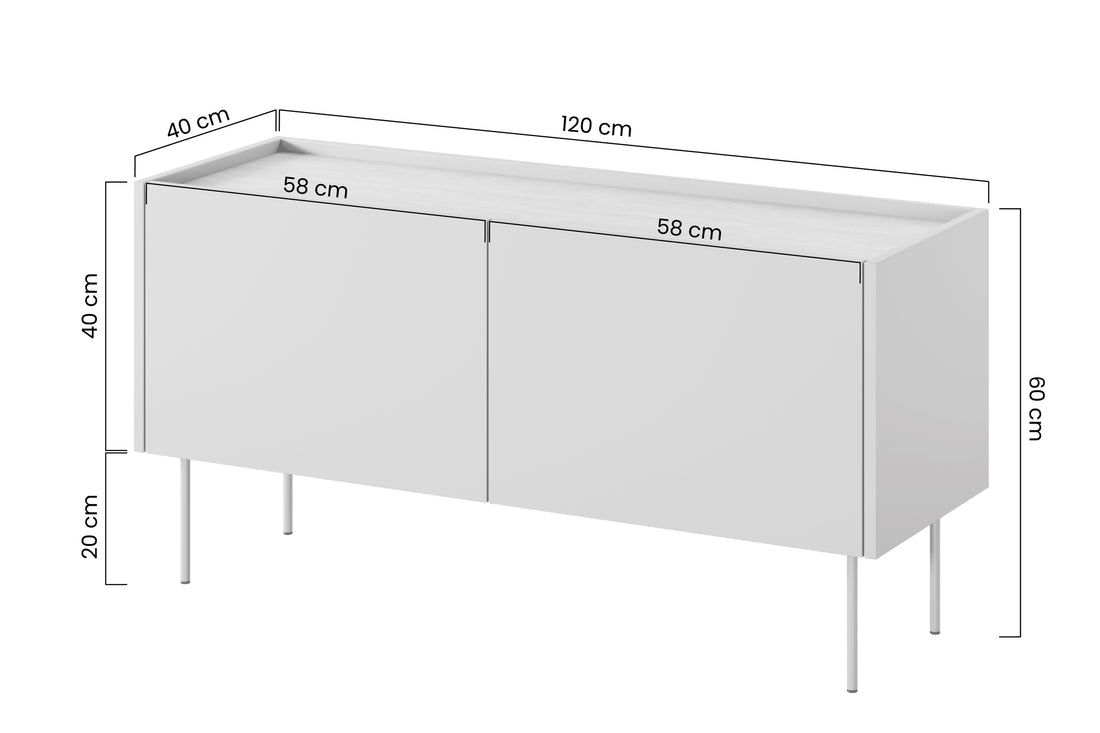 Desin TV-meubel 120 cm met verborgen lade en metalen poten | Kleur: Olijf/Nagano Eik
