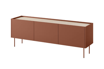 Desin TV-meubel 170 cm met verborgen lades – keramiek rood & nagano eik | Kleur: Keramiek rood /