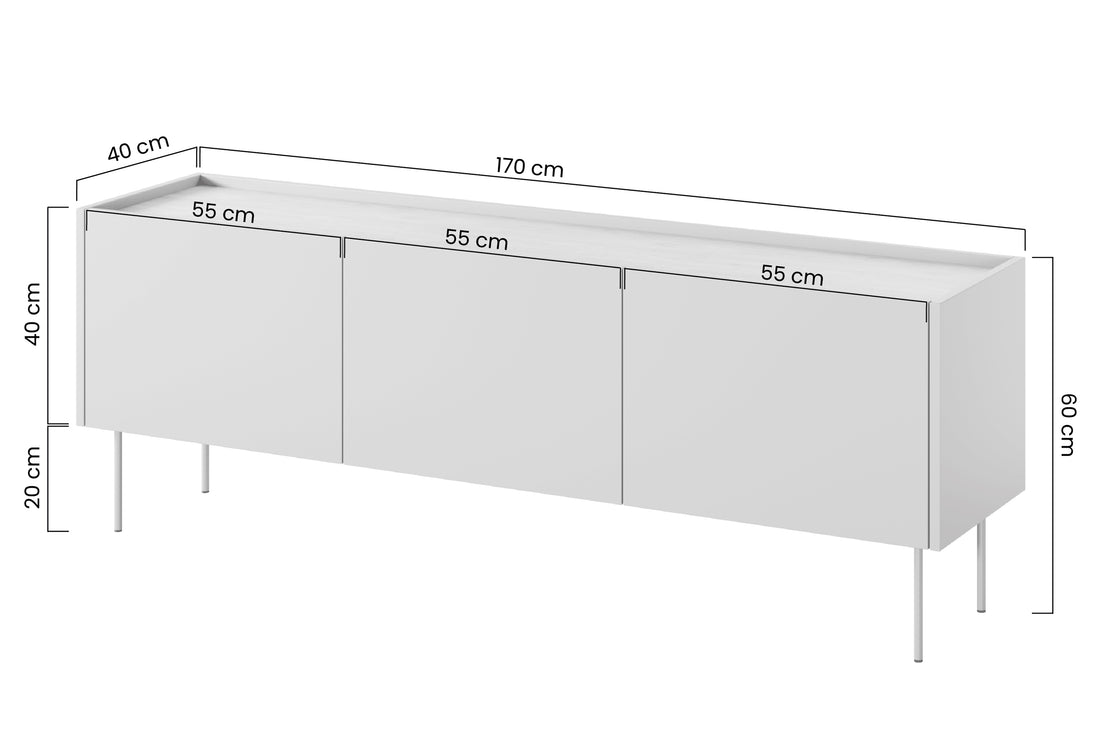 Desin TV-meubel 170 cm met 2 verborgen lades en metalen poten | Kleur: Olijf | Maat: 170x60x40 cm