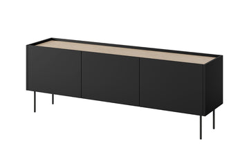 Desin TV-meubel 170 cm met metalen poten - Eigentijds design | Kleur: Mat zwart / Nagano eiken
