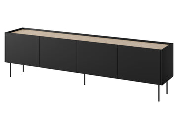 Desin TV-meubel 220 cm met verborgen lade - Mat zwart/Nagano eik | 220x60x40 cm