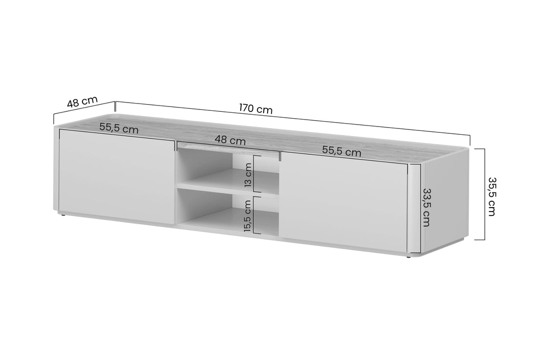 Elivo TV-meubel 170 cm met lade en kabeldoorvoer | Kleur: Eucalyptusgroen & Baltische Duineik