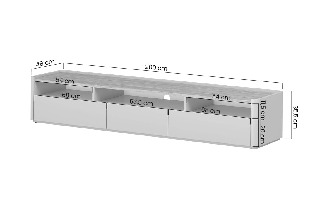 Elivo TV-meubel 200 cm met 2 lades en opbergruimte - Kasjmier | Geolied Eikenhout