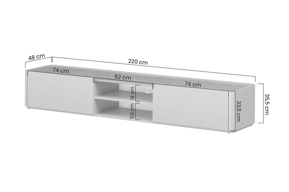 Elivo TV-meubel 220 cm met lade - Modern design, geruisloze sluiting | Kleur: Kasjmier / Geolied