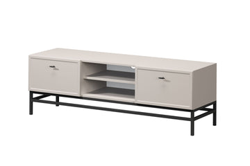 Lorini TV-meubel met lades 150 cm – modern metalen frame | Kleur: Kasjmier & Zwart
