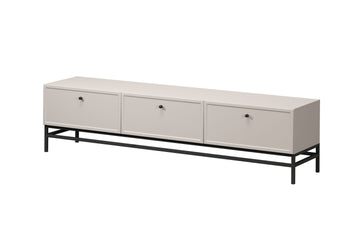 Lorini TV-meubel 200 cm met lades - Modern design, kasjmier | Kleur: Kasjmier met zwarte accenten