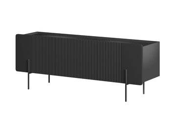 Malmi TV-meubel 150 cm met soft close, 2 kasten, lade en kabelgat | Kleur: Mat zwart