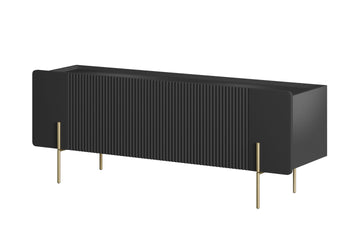 Malmi TV-meubel 150 cm - Mat zwart met gouden poten | Kleur: Mat zwart | Maat: 150x57x42 cm