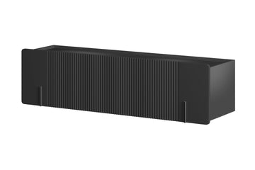 Hangend TV-meubel Malmi 150 cm - Modern design, geribbeld MDF | Kleur: Mat zwart/zwart