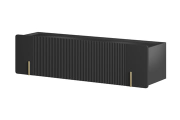 Malmi Hangend TV-meubel 150 cm – Modern mat zwart met goud accenten | Kleur: Mat zwart/goud