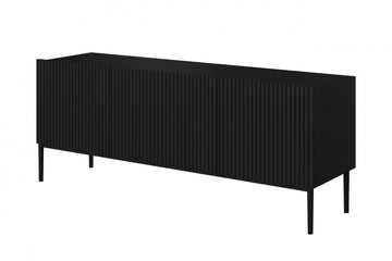 Nicole TV-meubel 150 cm met lade - Mat zwart op metalen poten | Kleur: Mat zwart | Maat: 150x53x45