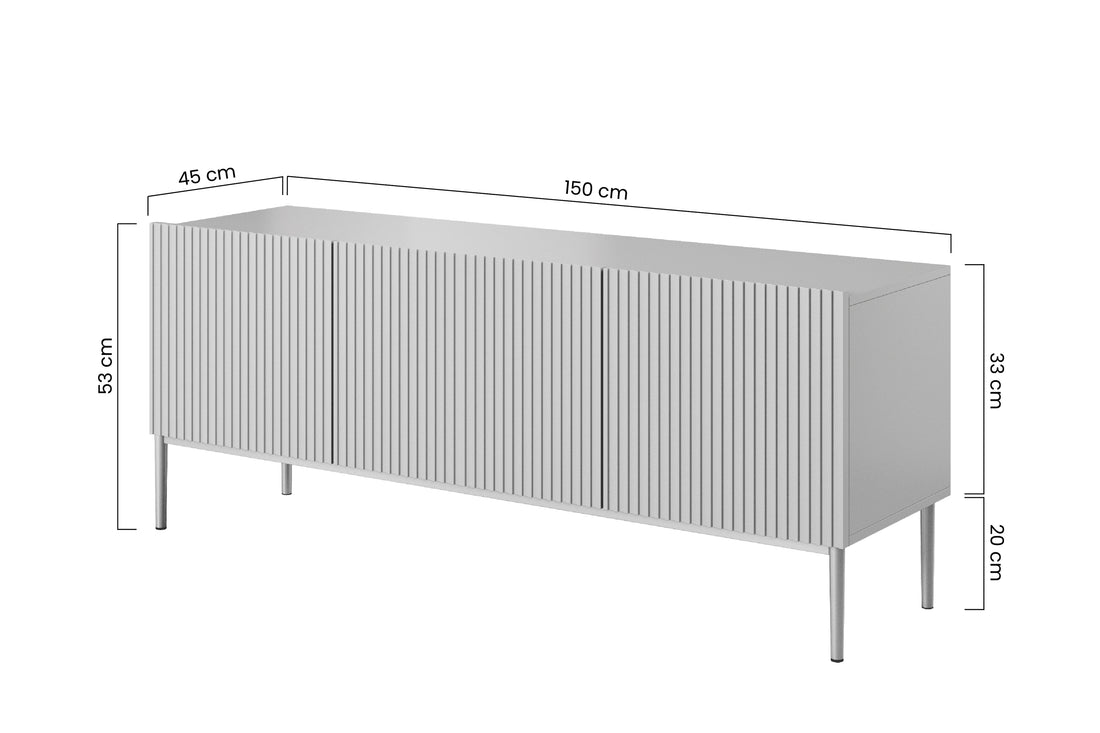 Nicole TV-meubel met lade - Stijlvol & functioneel | Kasjmier / Zwarte poten | 150 cm