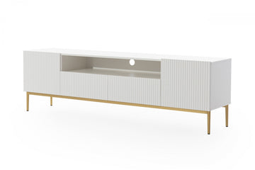 Nicole TV-meubel 200 cm - Minimalistisch Mat Wit met Gouden Poten | Kleur: Mat Wit & Goud