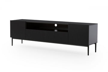 Nicole TV-meubel 200 cm met lades en nis - modern matzwart design | Kleur: Matzwart