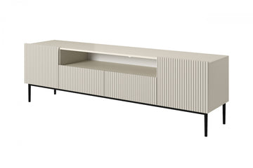 Nicole TV-meubel 200 cm met nis en lades - Modern kasjmier design | Kleur: Kasjmier/zwart
