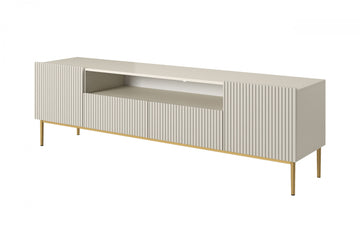 Nicole TV-meubel 200 cm met nis en lades - Modern design | Kleur: Kasjmier | Poten: Goud
