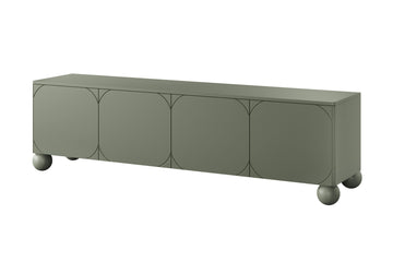 Sonatia II TV-meubel 200cm – Moderne vierdeurs kast met push-to-open | Kleur: Olijfgroen