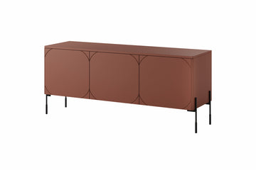 Sonatia modern TV-meubel met 3 deuren en metalen poten | Kleur: Bordeauxrood | Maat: 154x65x45 cm