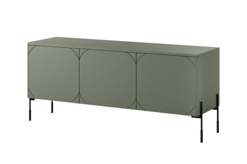 Sonatia TV-meubel met 3 deuren en metalen poten | Olijf | 154x65x45 cm