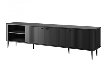 Vesper 3D TV-meubel 187 cm - Minimalistisch design met geribbelde fronten | Kleur: Zwart