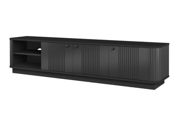 Vesper 3D TV-meubel 187 cm met 3 kasten en kabelgat | Kleur: Zwart | Maat: 187x43x38 cm