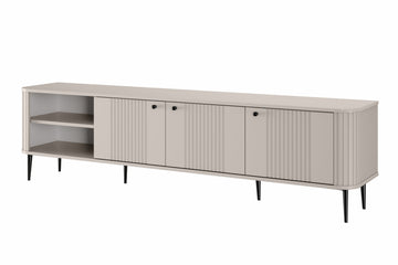 Vesper 3D TV-meubel 187 cm - Geribbeld MDF, Kabeldoorvoer | Kasjmier | Zwarte poten