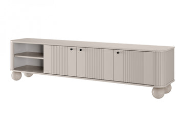 Vesper 3D TV-meubel 187 cm – Modern kasjmier met zwarte handgrepen en bolpoten | Kleur: Kasjmier