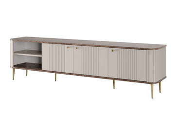 Vesper 3D TV-meubel 187 cm – kasjmier/walnoot met gouden poten | Kleur: Kasjmier/walnoot/goud