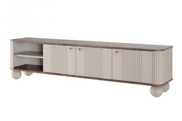 Vesper 3D TV-meubel 187 cm - Kasjmier, Walnoot & Goud | Kleur: Kasjmier, Walnoot, Goud