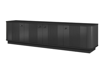 Vesper 4D TV-meubel 187 cm met groeffronten, soft-close en plint | Kleur: Zwart