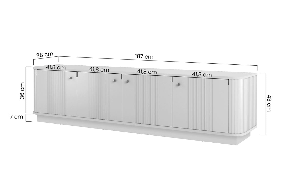 Vesper 4D TV-meubel 187 cm met gouden handgrepen | Kleur: Zwart | Maat: 187x43x38 cm