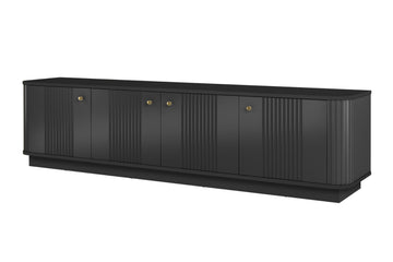 Vesper 4D TV-meubel 187 cm met gouden handgrepen | Kleur: Zwart | Maat: 187x43x38 cm