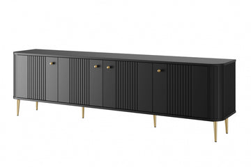 Vesper 4D TV-meubel 187 cm - Zwart met Gouden Poten | Kleur: Zwart/Goud | Maat: 187x51x38 cm