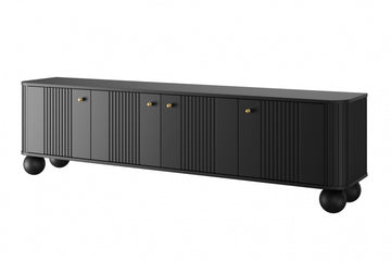 Vesper 4D TV-meubel 187 cm - Zwart met gouden accenten en bolpoten | Kleur: Zwart met goud