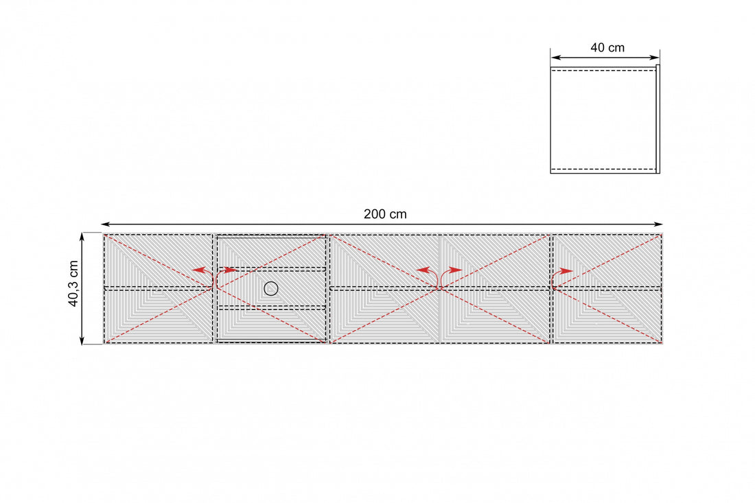 Asha Hangend TV-meubel 200 cm met Gegroefd Front | Kleur: Kasjmier | Maat: 200x40x40 cm
