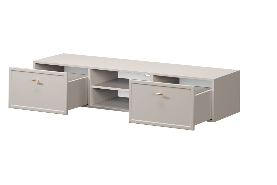 Lorini hangend tv-meubel 150 cm met lades - Kasjmier | Gouden T-bar handgrepen