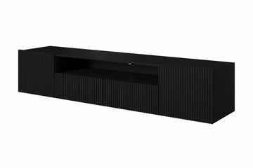 Hangend tv-meubel Nicole 200 cm met lades en uitsparing | Kleur: Zwart / Matzwart