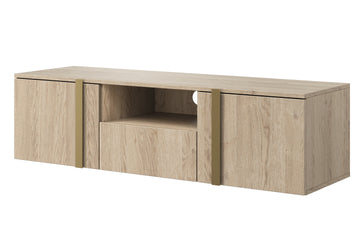 Verica hangend TV-meubel 150 cm – Biscuit Eiken & Gouden handgrepen | Kleur: Biscuit Eiken