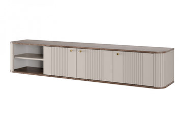 Vesper 3D Hangend TV-meubel 187 cm – Luxe MDF met Gouden Handgrepen | Kleur: Kasjmier/Walnoot