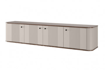 Vesper 4D Hangend TV-Meubel 187 cm - Kasjmier/Walnoot met Zwarte Handgrepen