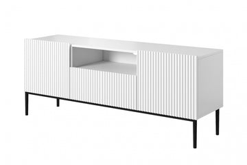 Nicole TV-meubel met lade en kasten 150 cm | Kleur: Mat wit/zwart | Maat: 150x60x45 cm