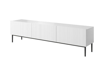 Nicole TV-meubel met lade, 200 cm – Mat wit zwart | Kleur: Mat wit/zwart | Maat: 200x53x45 cm